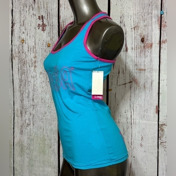 ZUMBA FITNESS sporty stretchy tank top Blue “Join the Party” XLarge NWT - Picture 2 of 8